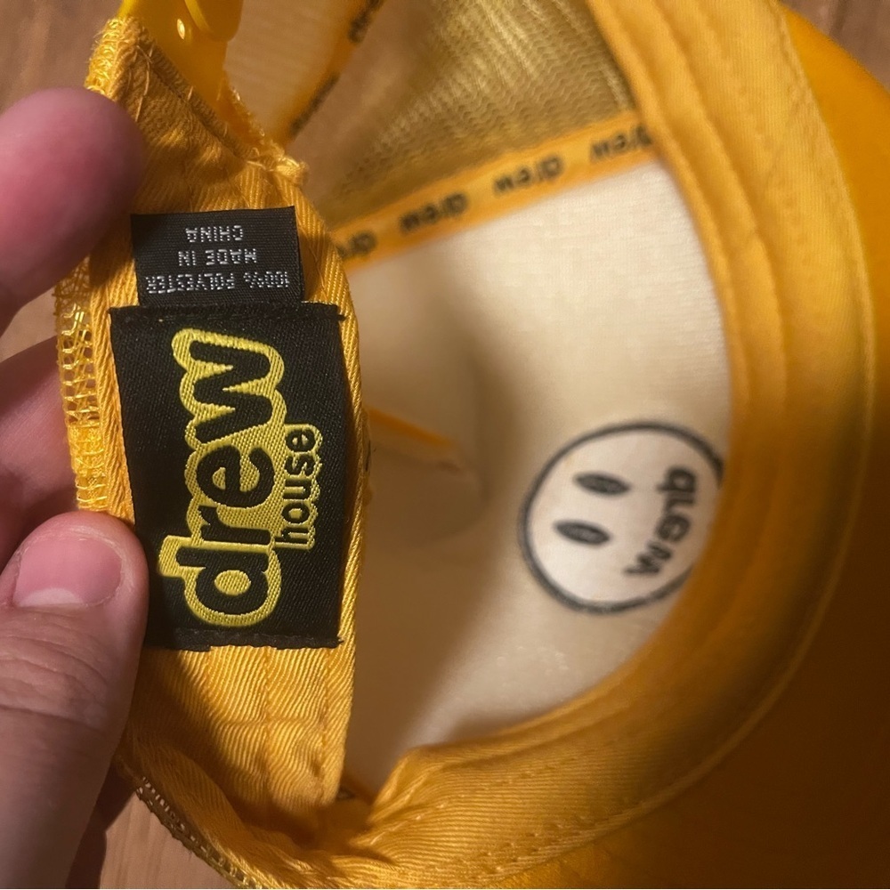 DREW HOUSE Justin Bieber Mascot Smiley Trucker Hat Golden Yellow SnapBack - Picture 6 of 6
